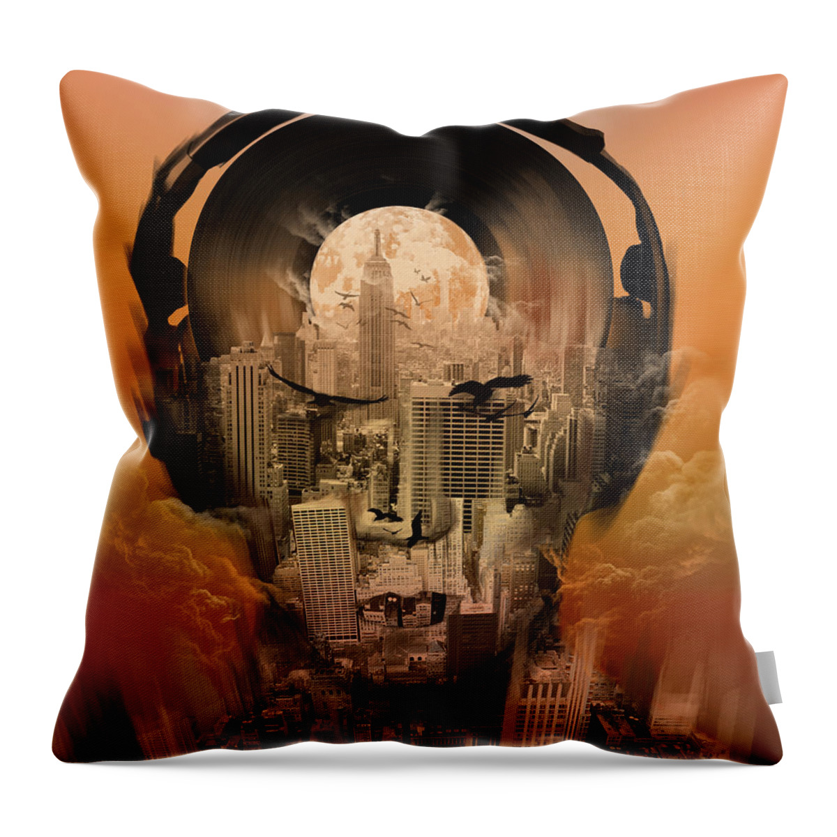 New York Throw Pillow featuring the digital art New York City Sound 3 by Bekim M