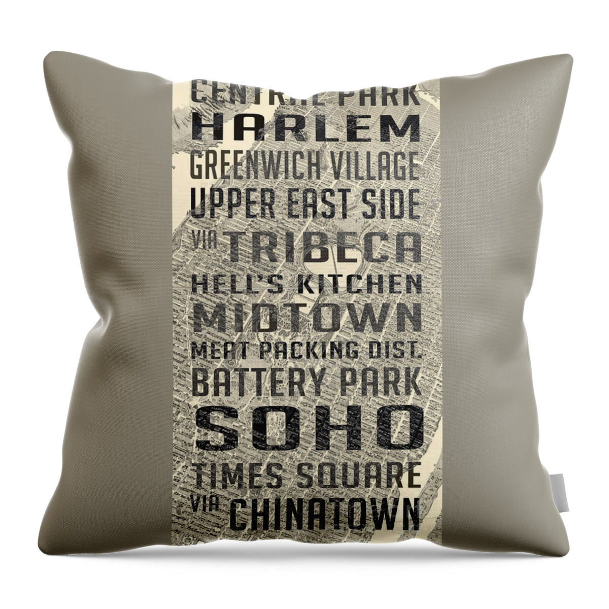 New York City Throw Pillow featuring the photograph New York City Subway Stops Vintage Map 5 by Edward Fielding