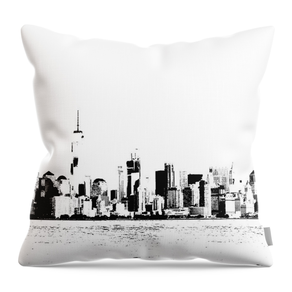 New York Throw Pillow featuring the digital art New York cityscape 2 by Roger Lighterness