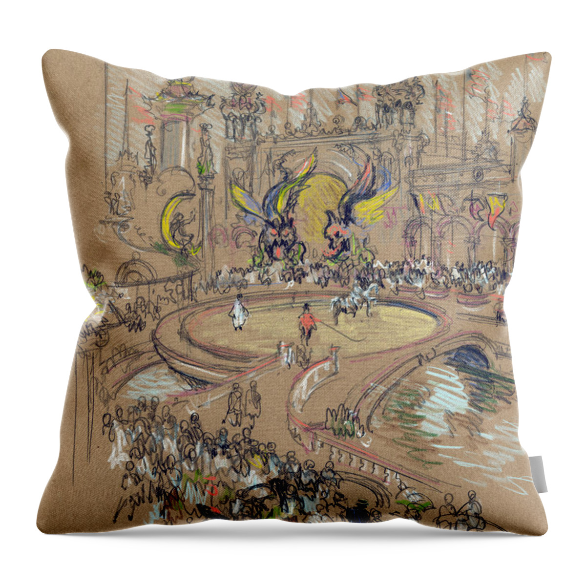 1906 Throw Pillow featuring the drawing NEW YORK, CONEY ISLAND, c1906. by Granger