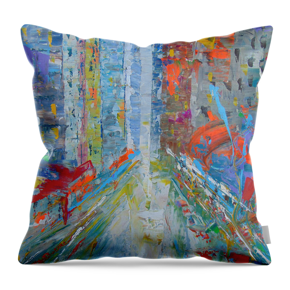 Impressionist Throw Pillow featuring the painting New York by Frederic Payet
