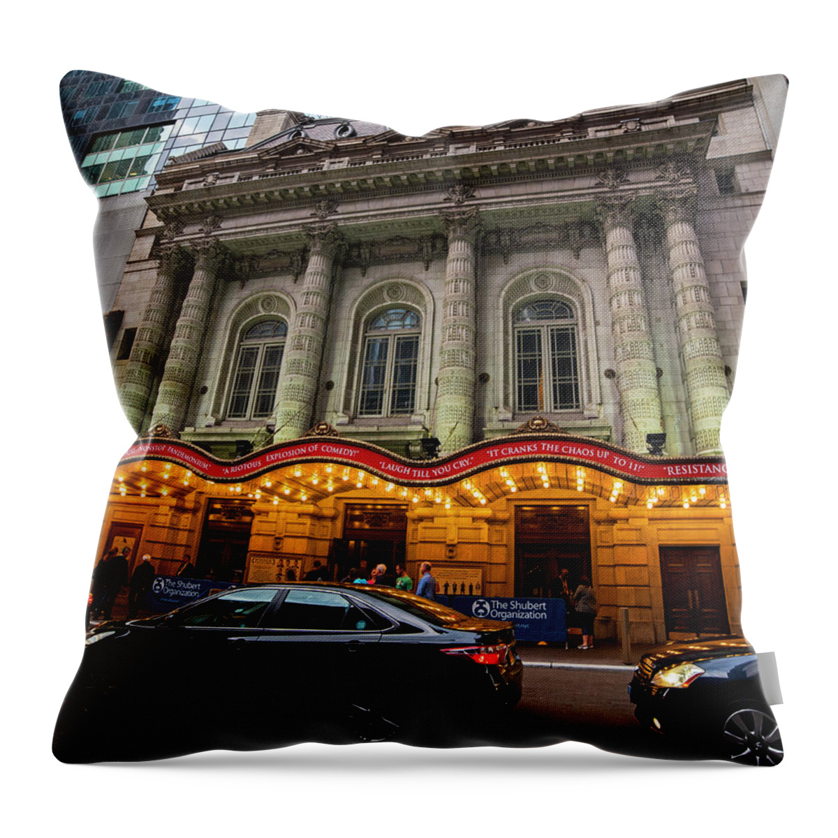 New.york Throw Pillow featuring the photograph New York Lyceum Theater by Toby McGuire