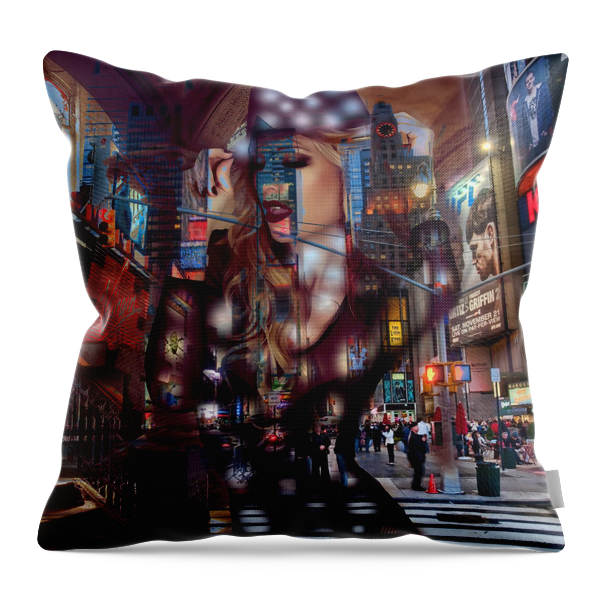New York Art Throw Pillow featuring the mixed media New York New York by Marvin Blaine