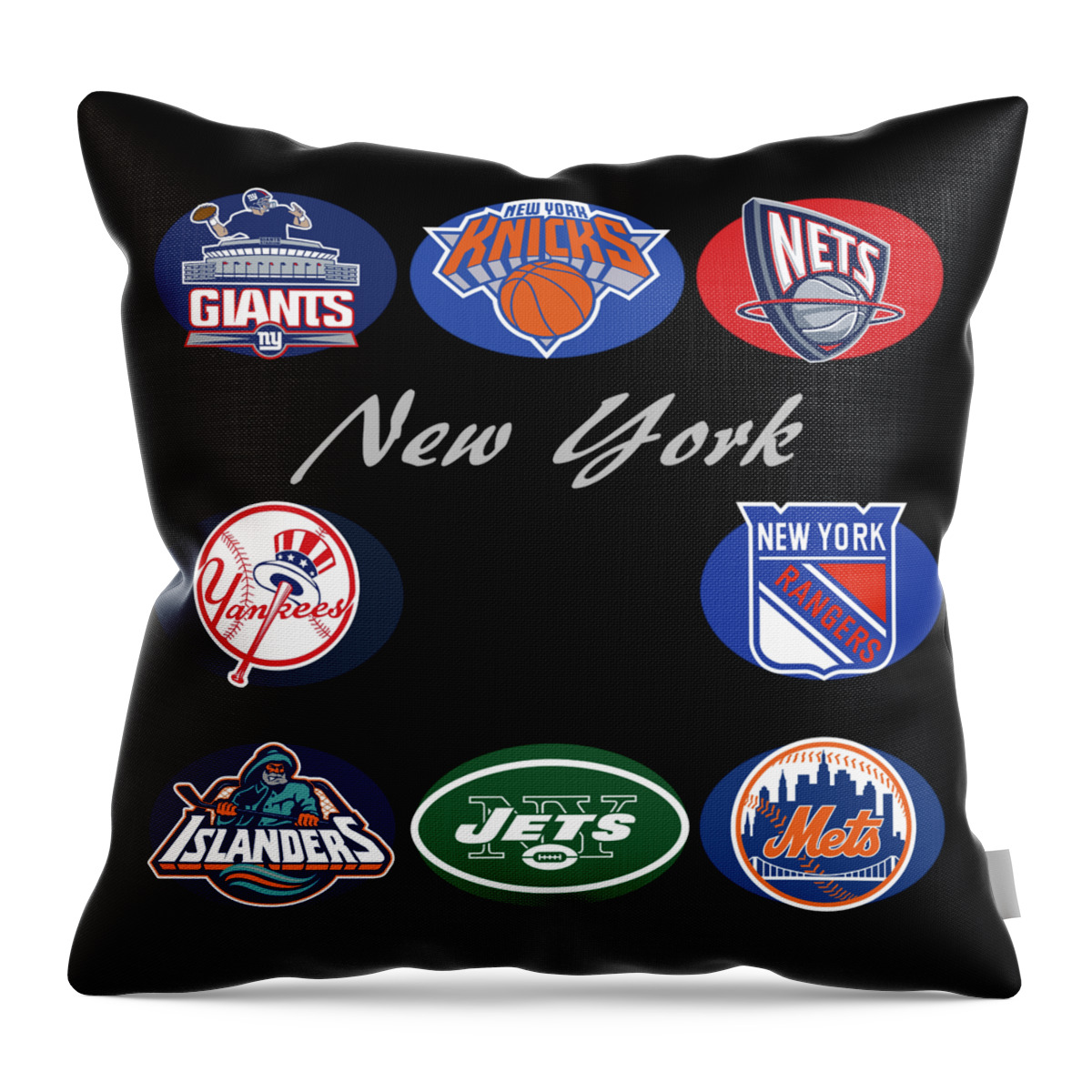 New York Throw Pillow featuring the digital art New York Professional Sport Teams Collage by Movie Poster Prints