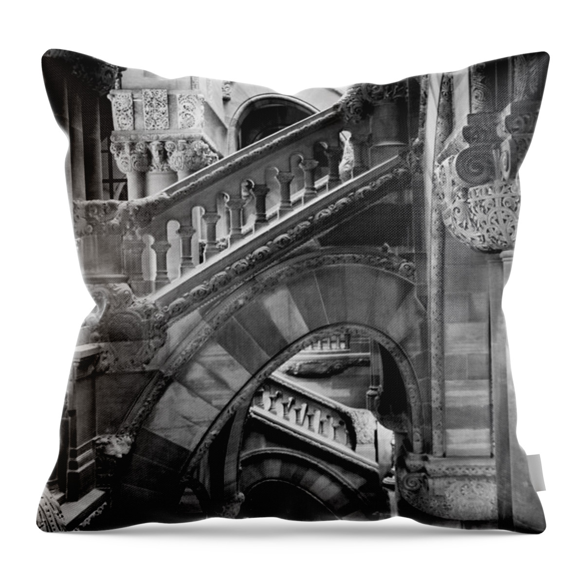 New Throw Pillow featuring the photograph New York State House Staircase by Thomas Marchessault