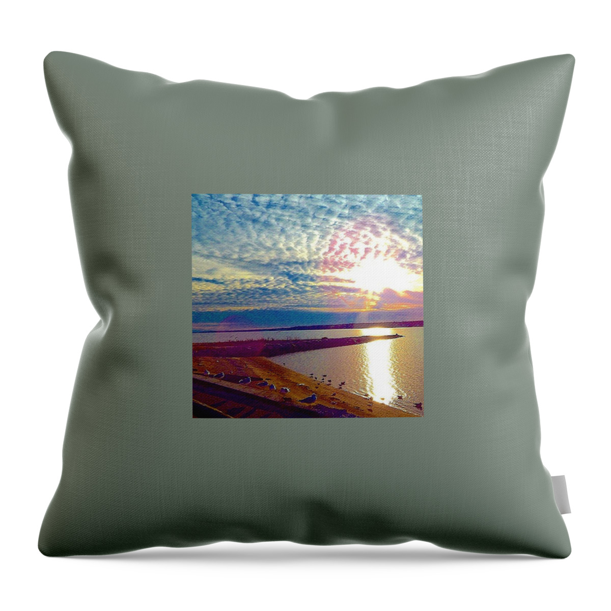 Sunset Throw Pillow featuring the photograph A Southend Sunset by Kate Arsenault 