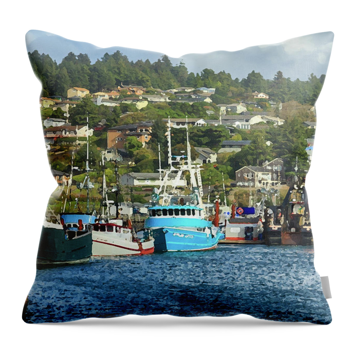 Boats Throw Pillow featuring the digital art Newport Harbor by James Eddy
