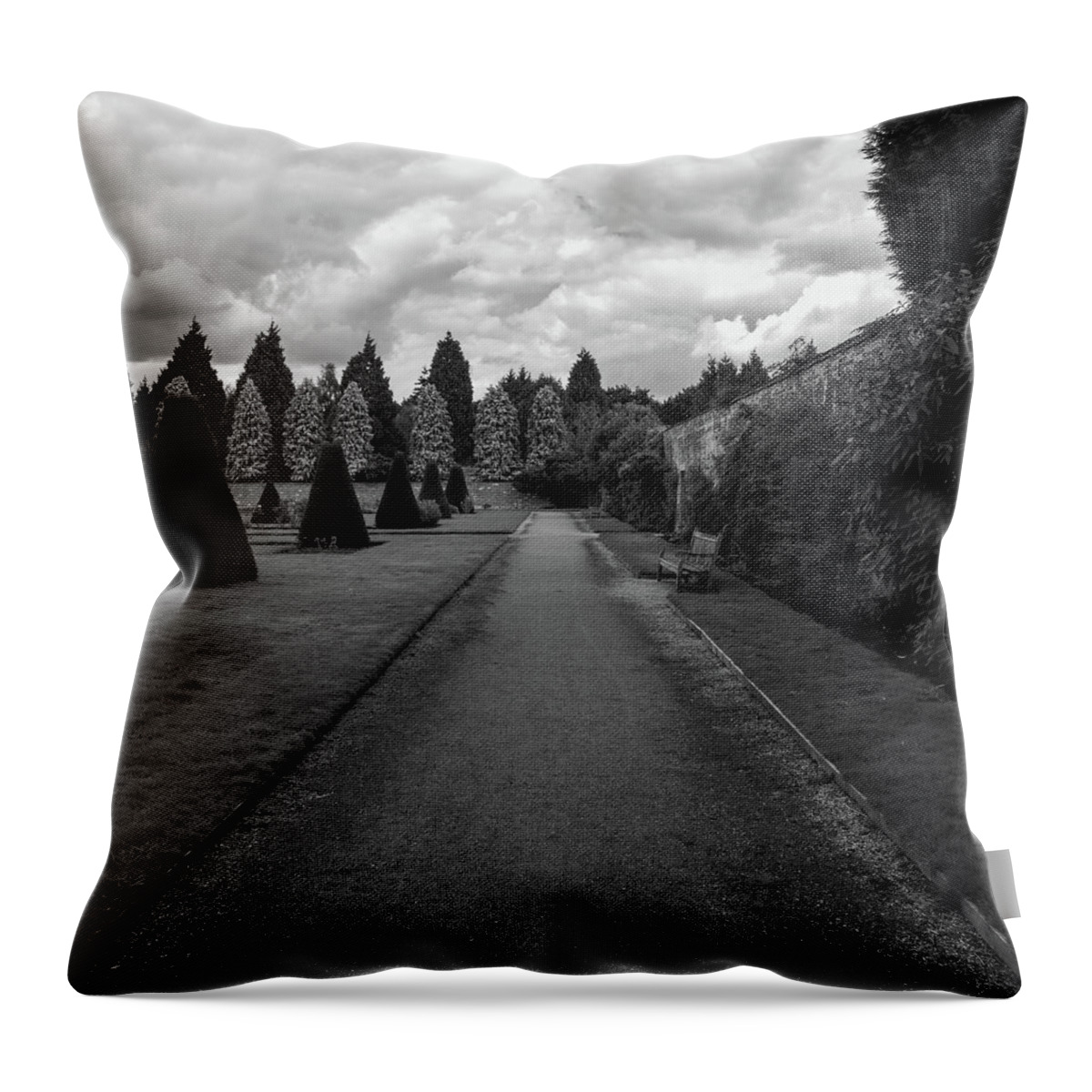 Abbey Throw Pillow featuring the photograph Newstead Abbey Country Garden Gravel Path by Scott Lyons
