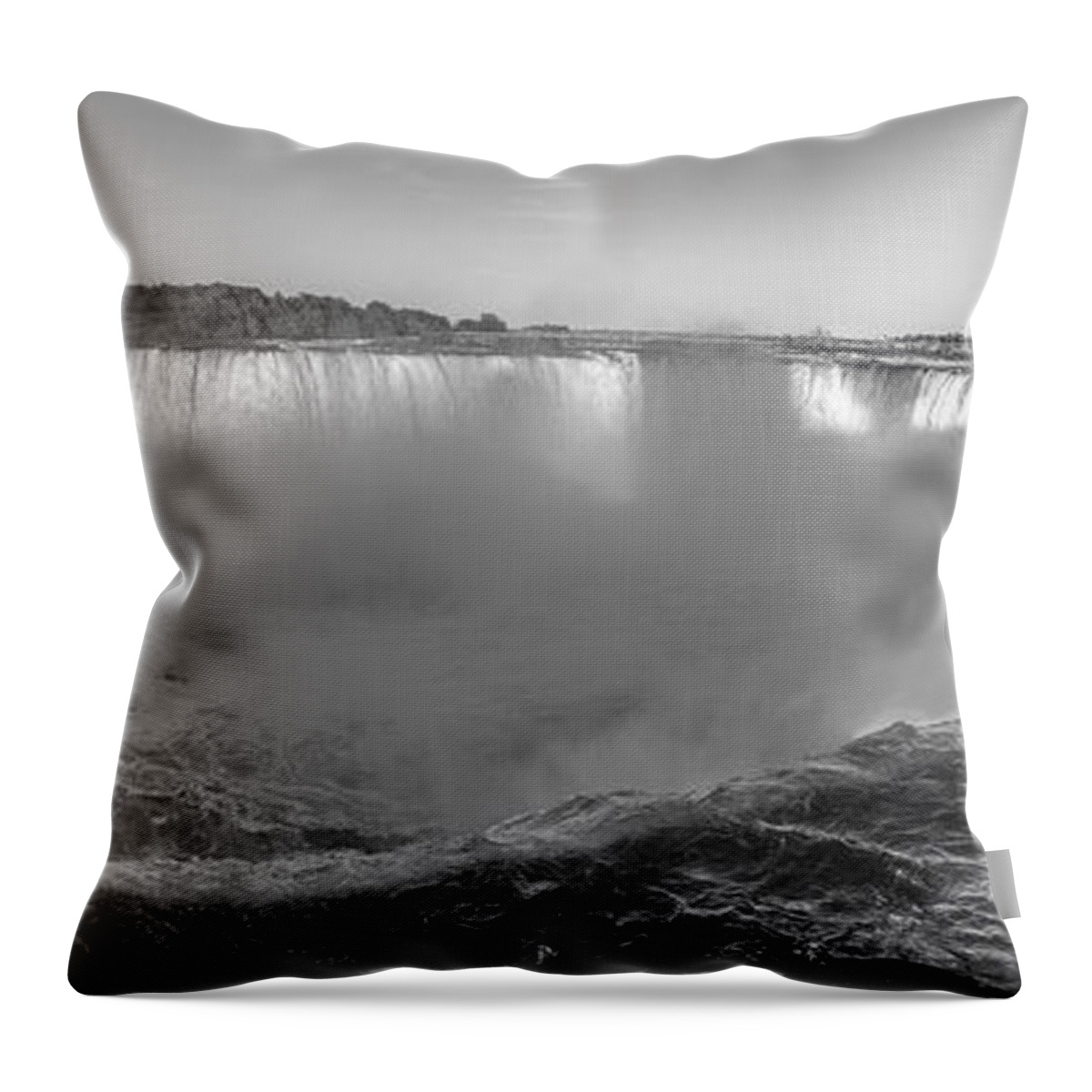 Niagara Falls Throw Pillow featuring the photograph Niagara Falls Day Black an White by John McGraw