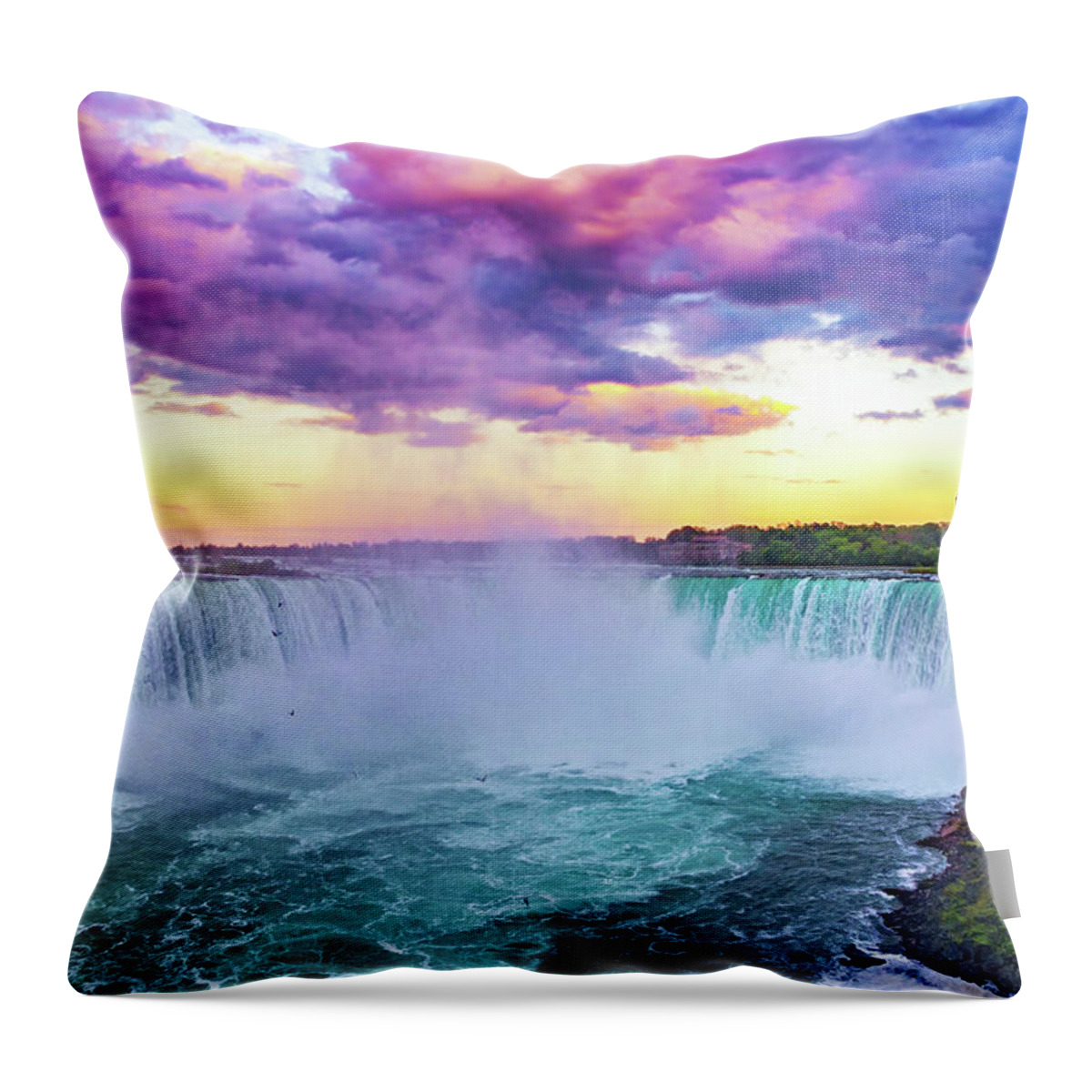 Niagara Falls Throw Pillow featuring the photograph Niagara Falls Evening 3 by Steve Harrington