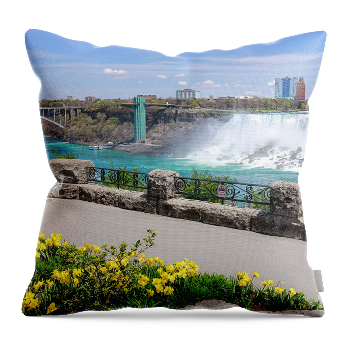 Niagara Falls Throw Pillow featuring the photograph Niagara Falls Spring Time by Charline Xia