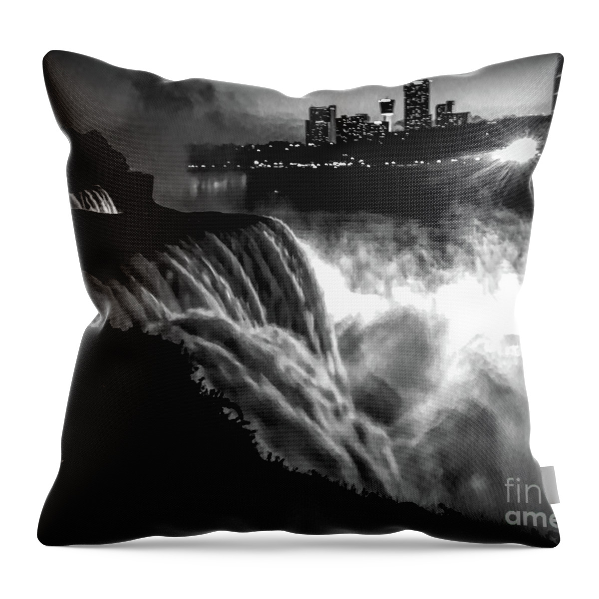 American Falls Throw Pillow featuring the photograph Niagara At Night by Luther Fine Art