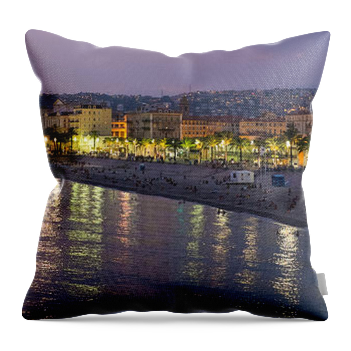 Nice Throw Pillow featuring the photograph Nice at night by Nigel R Bell