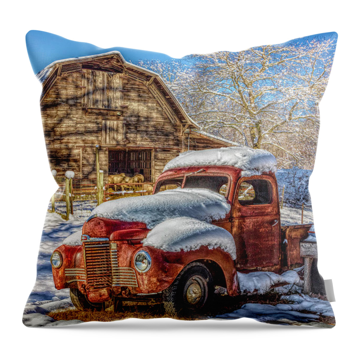 1939 Throw Pillow featuring the photograph Nice Ride in Winter by Debra and Dave Vanderlaan