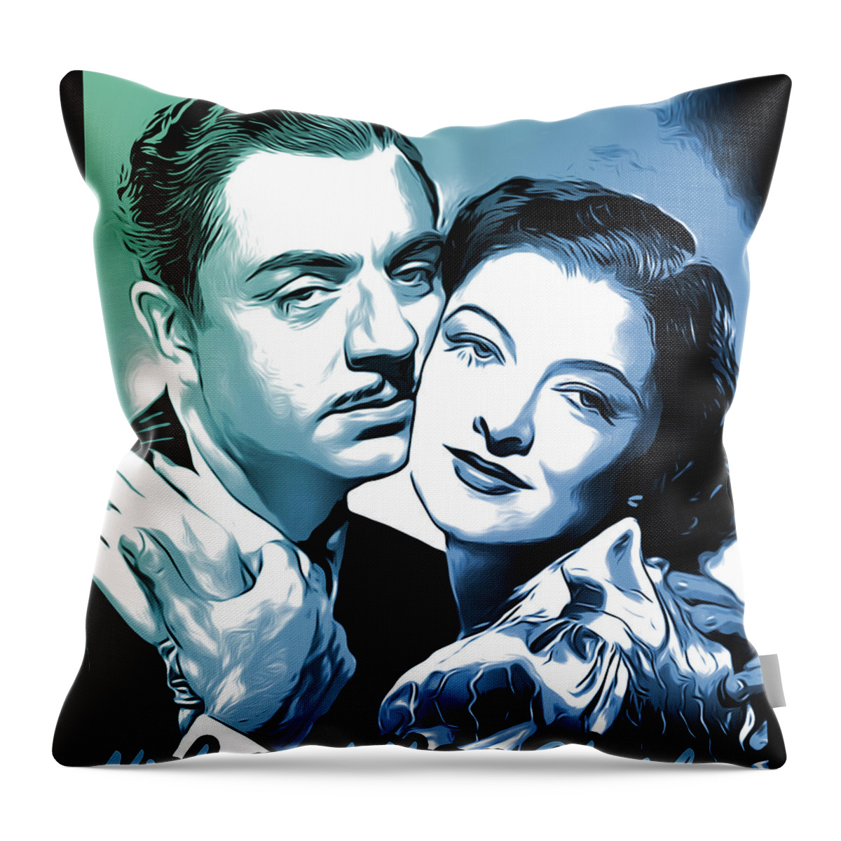William Powell Throw Pillow featuring the digital art Nick and Nora by Greg Joens