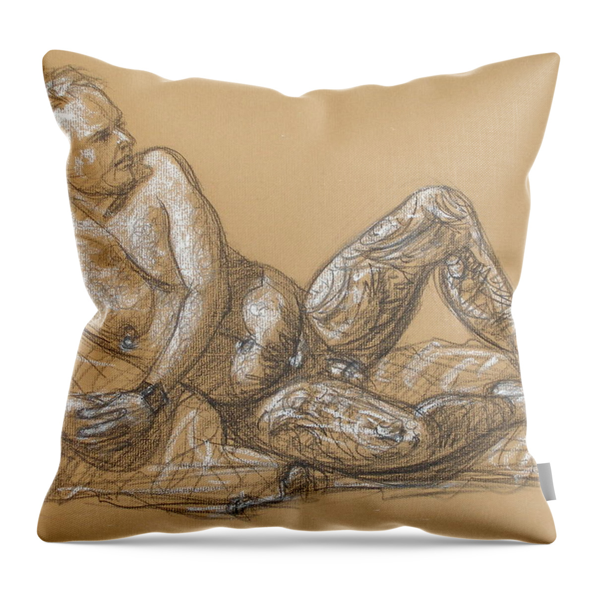 Realism Throw Pillow featuring the drawing Nick Reclining by Donelli DiMaria