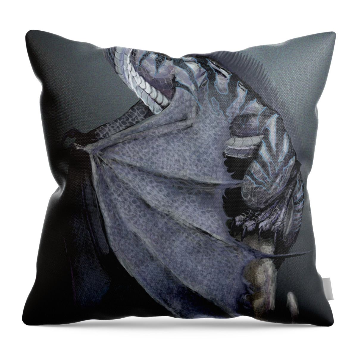 Dragon Throw Pillow featuring the digital art Nickel Dragon by Stanley Morrison