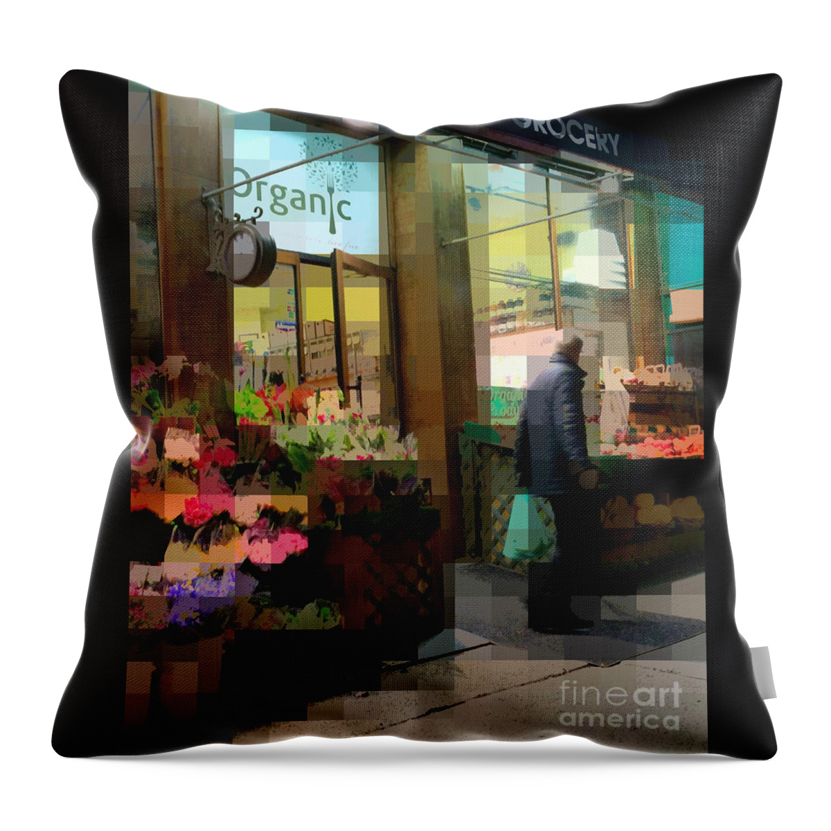 Pop Art Throw Pillow featuring the photograph Night at the Grocer by Miriam Danar