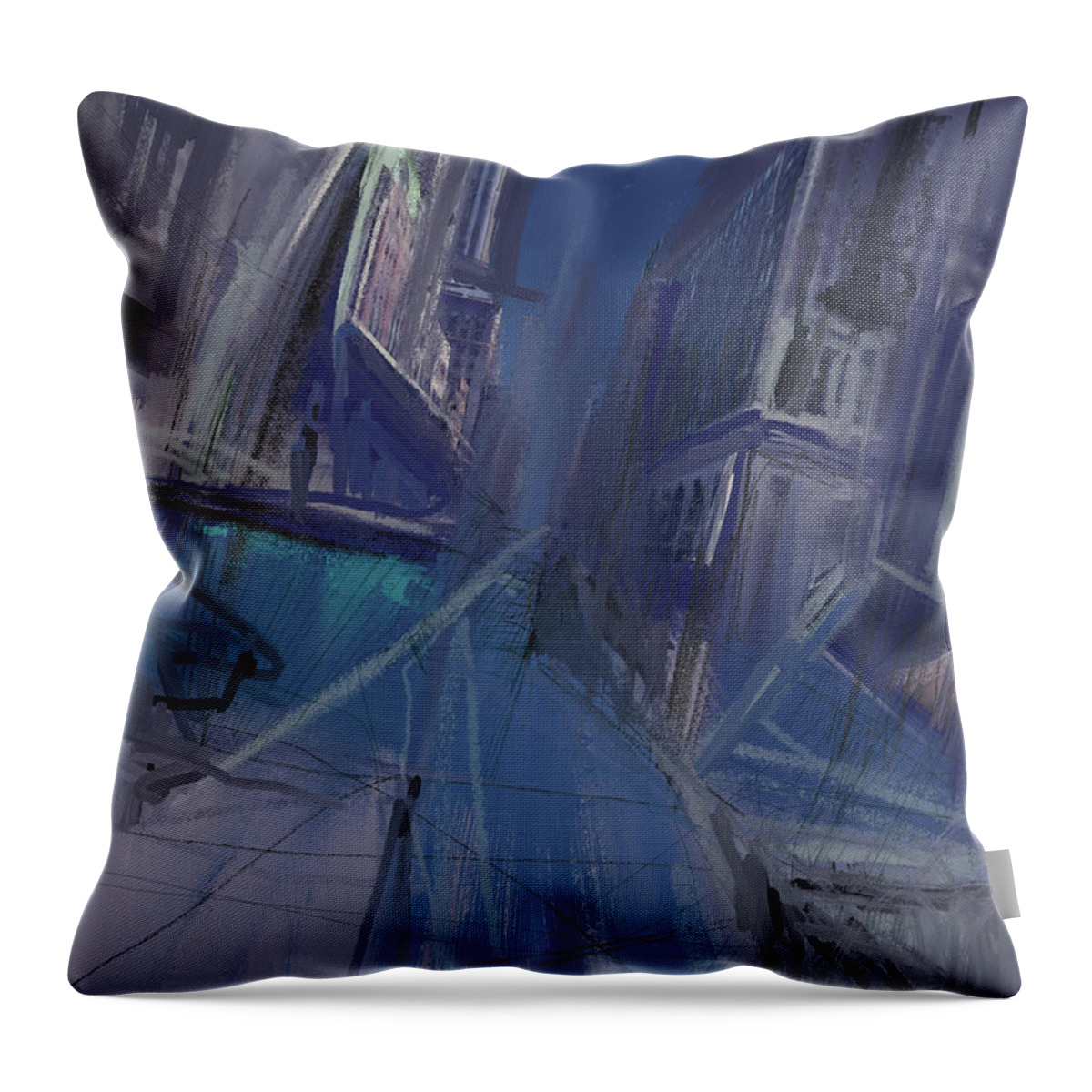 Cityscape Throw Pillow featuring the mixed media Night City by Russell Pierce