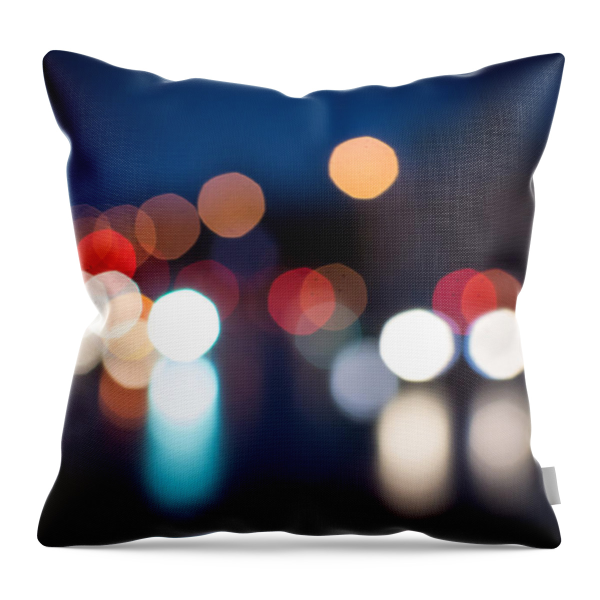 Night Throw Pillow featuring the photograph Night Defocused Street Traffic by John Williams