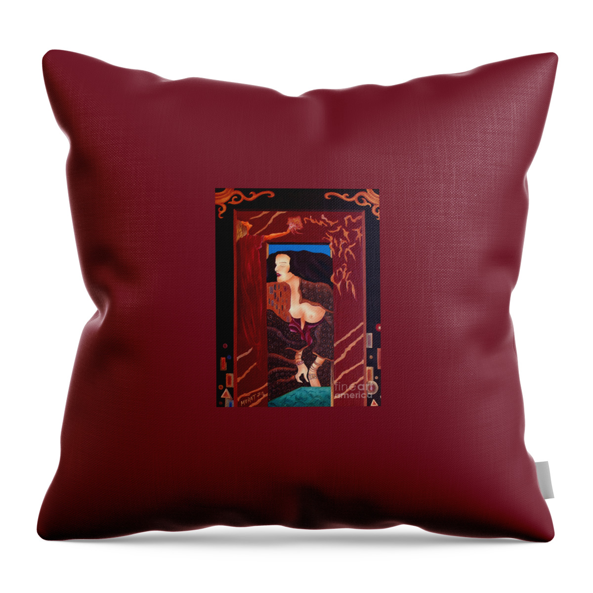 Art Nouveau Throw Pillow featuring the painting Night Dream - Art Nouveau by Johannes Murat