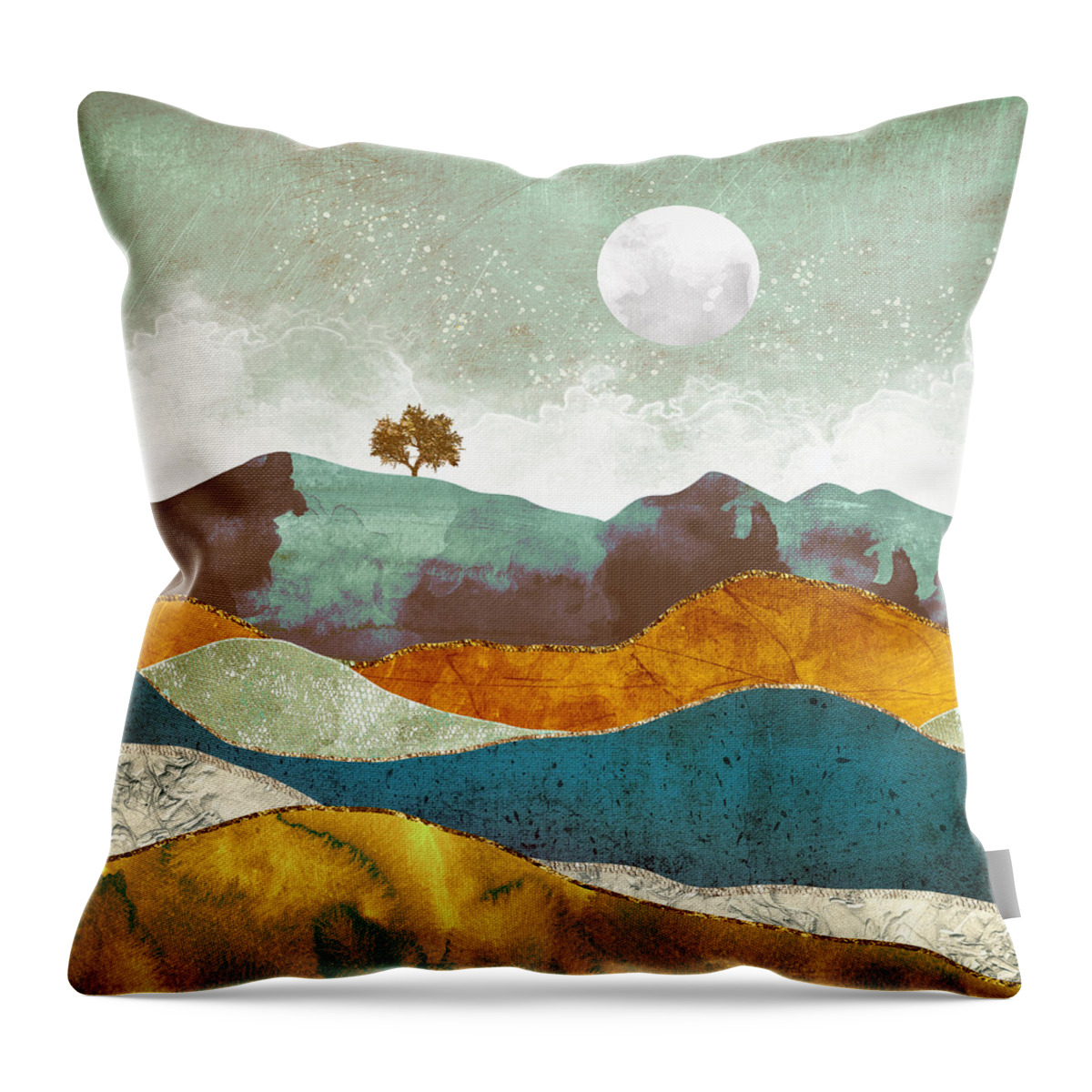 Moon Throw Pillow featuring the digital art Night Fog by Spacefrog Designs