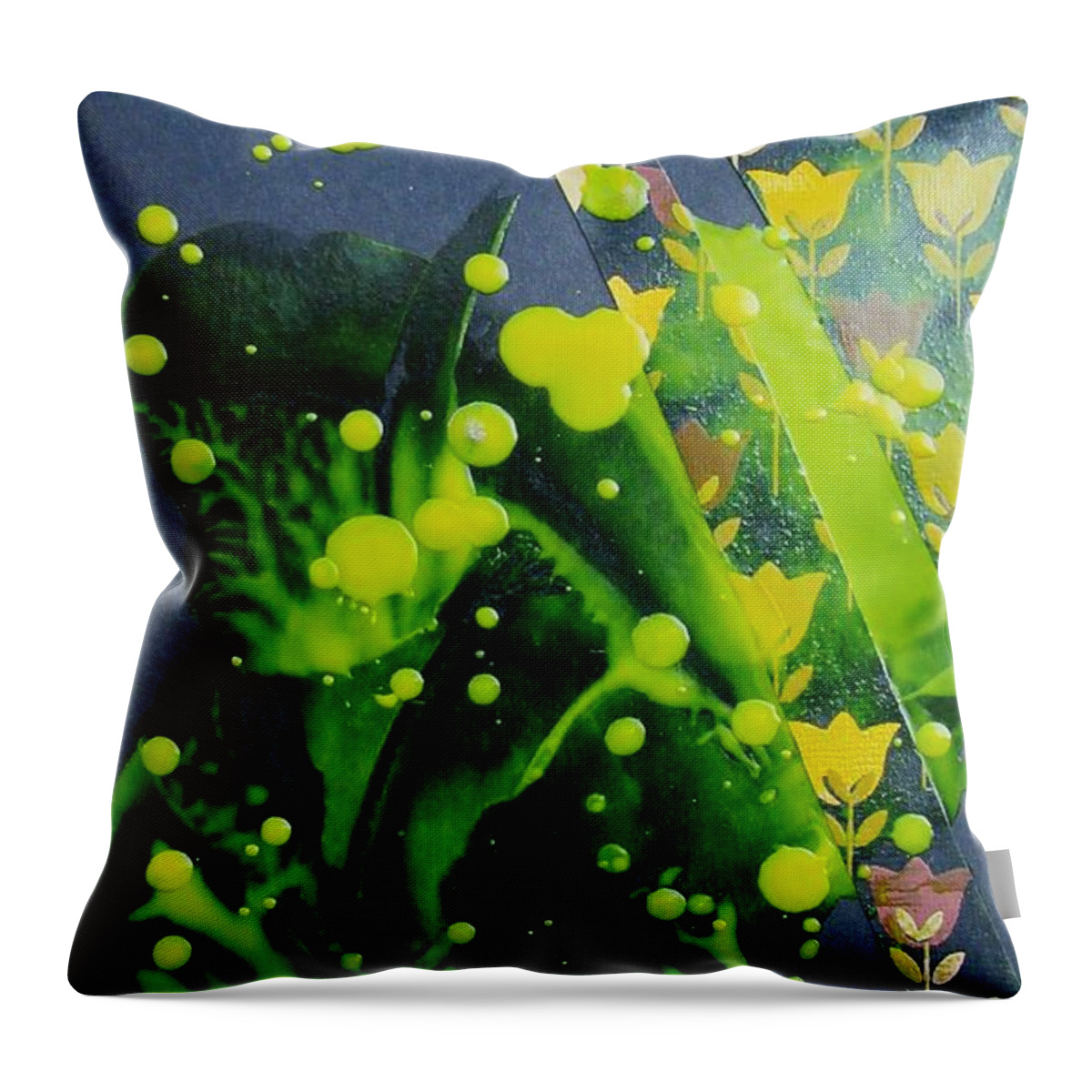 Abstract Throw Pillow featuring the painting Night Garden by Louise Adams