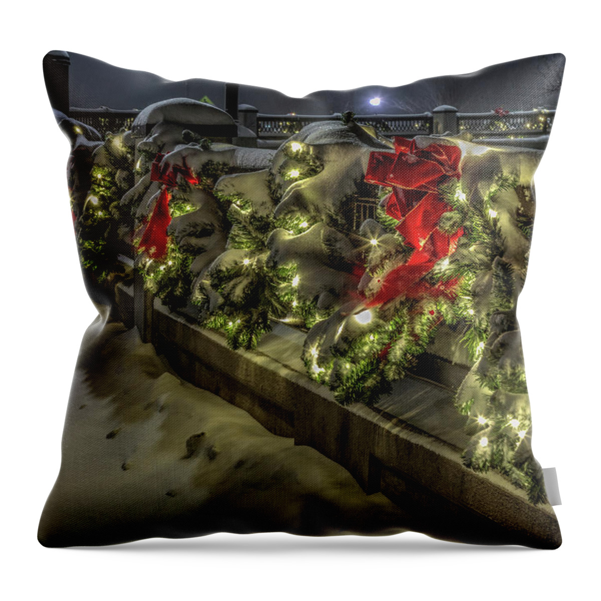 Christmas Throw Pillow featuring the photograph Night Garland by Rod Best