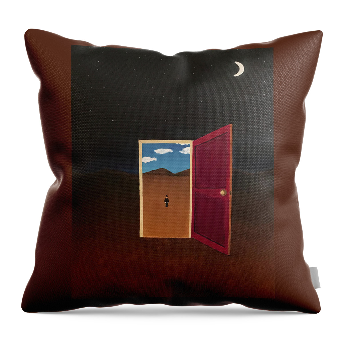 Magritte Throw Pillow featuring the painting Night Into Day by Thomas Blood