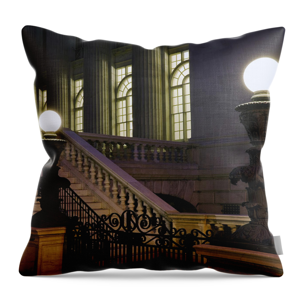 Architecture Throw Pillow featuring the photograph Night Light by Kelley King