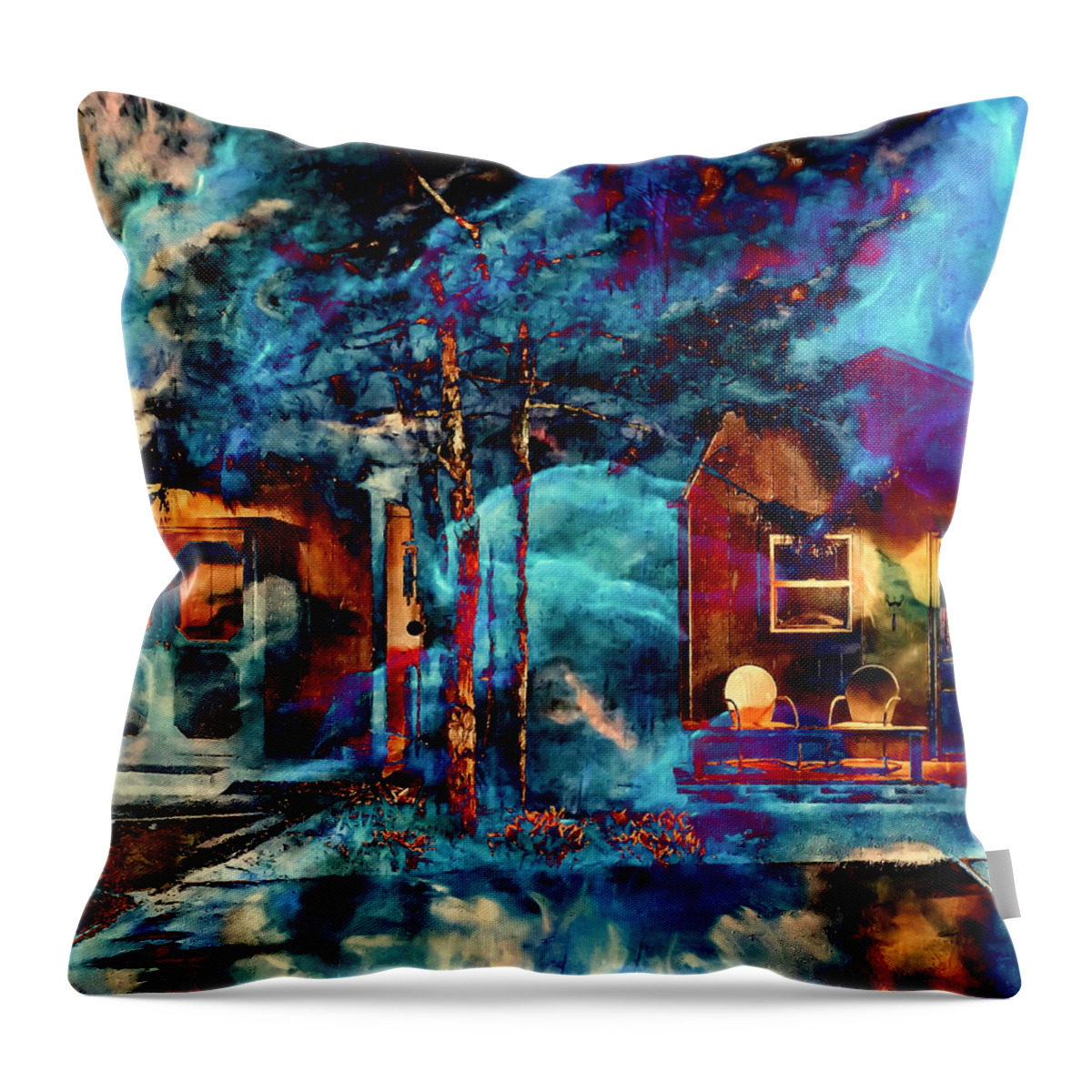 Digital Throw Pillow featuring the digital art Night Light by Theresa Marie Johnson