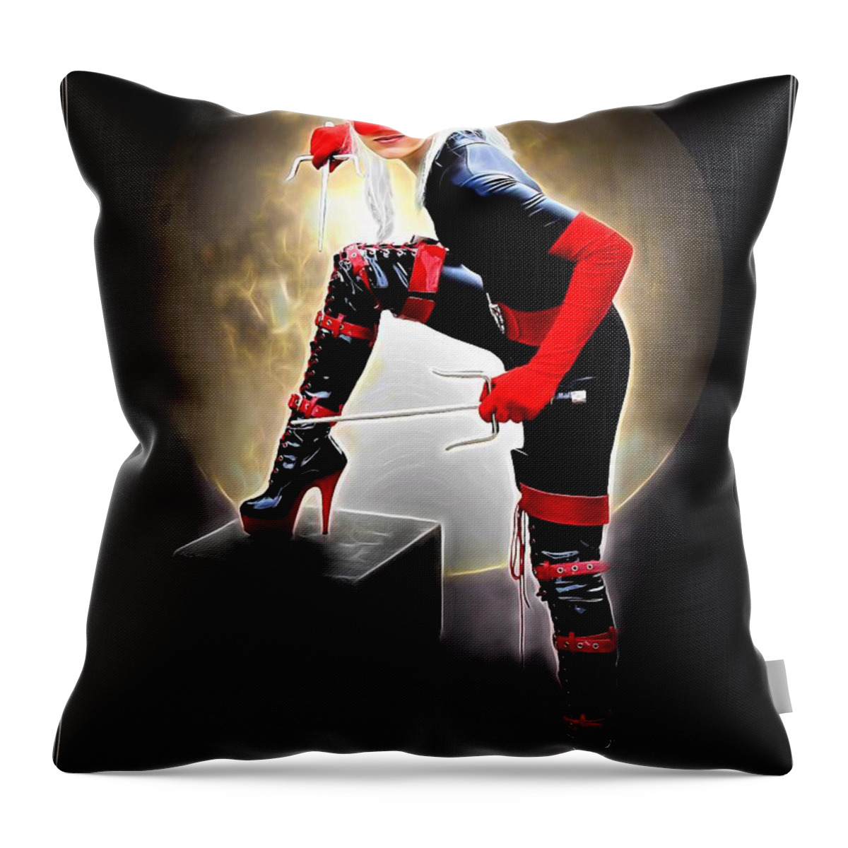 Fantasy Throw Pillow featuring the painting Night Of The Avenger by Jon Volden