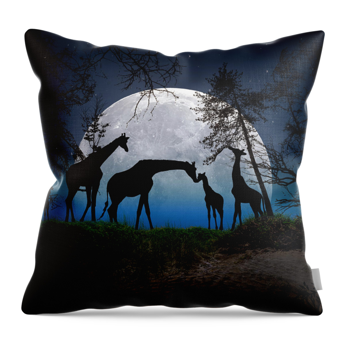 2d Throw Pillow featuring the photograph Night Of The Giraffes by Brian Wallace
