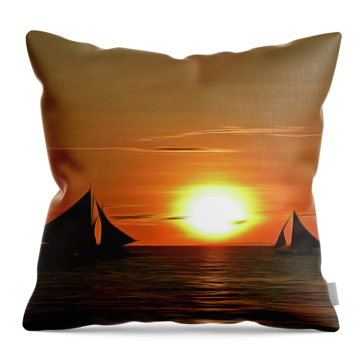 Night Sail Throw Pillow featuring the painting Night Sail by Harry Warrick