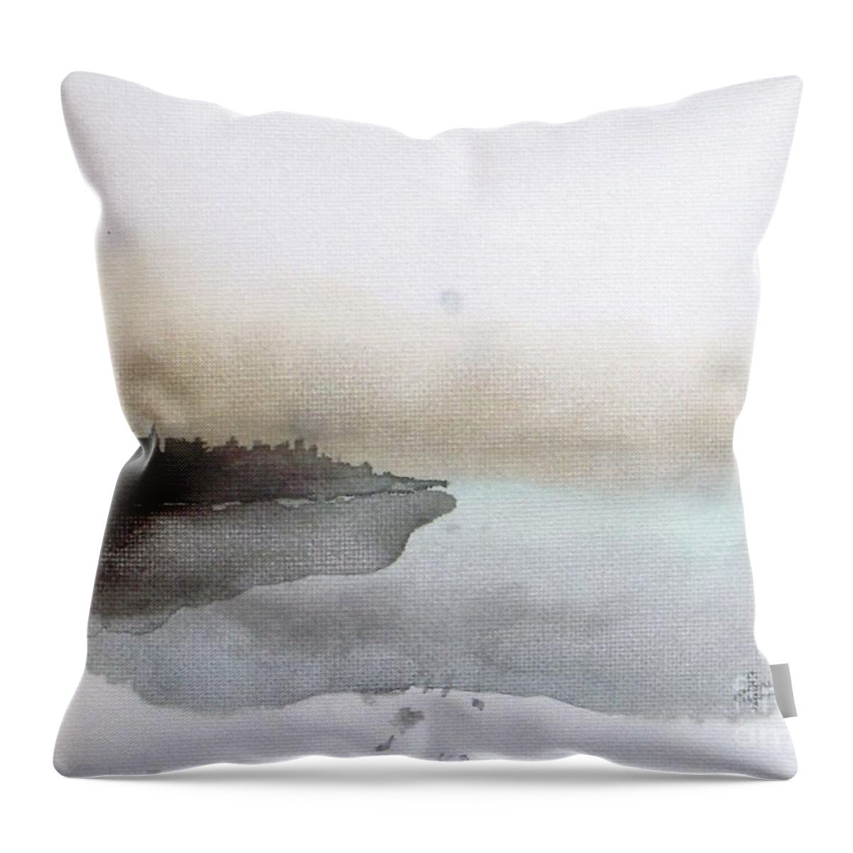 #faatoppicks Throw Pillow featuring the painting Nightfall on the Lake by Vesna Antic
