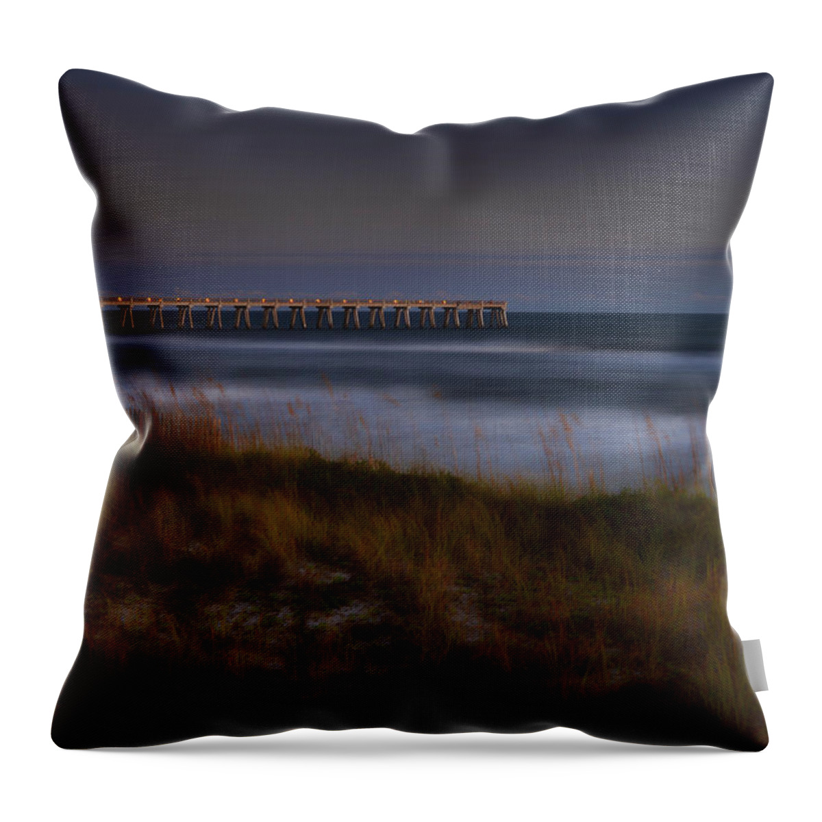 Pier Throw Pillow featuring the photograph Nightlife by the Sea by Renee Hardison