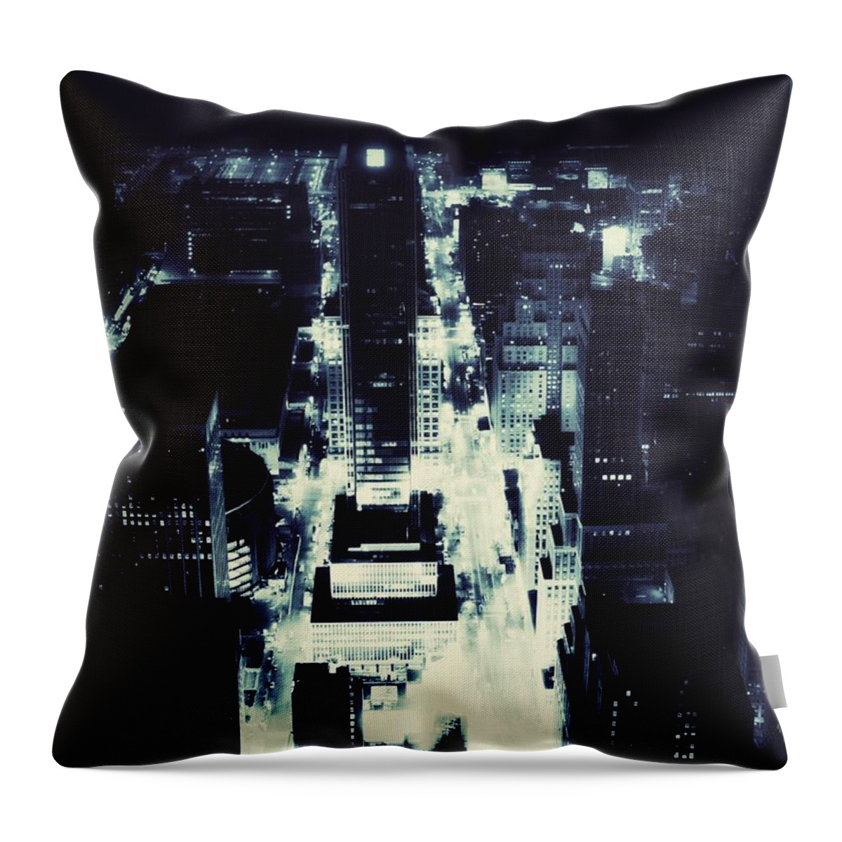 New York City Skyline Throw Pillow featuring the photograph Blue Pill by HELGE Art Gallery