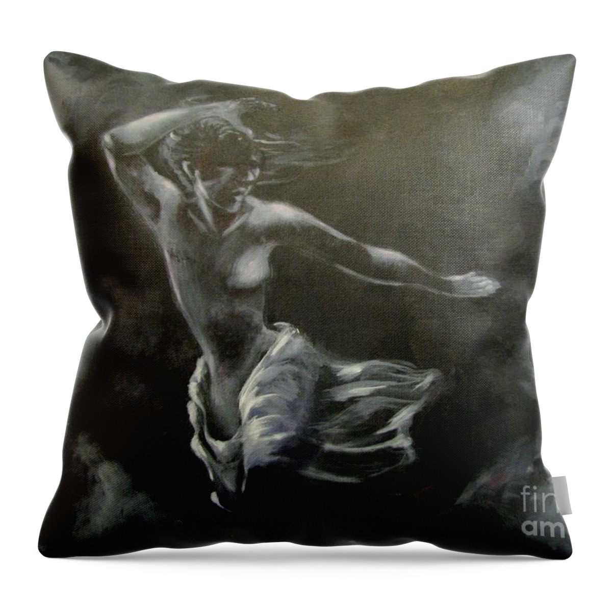 Female Nude Throw Pillow featuring the painting Nightmare by Patricia Kanzler