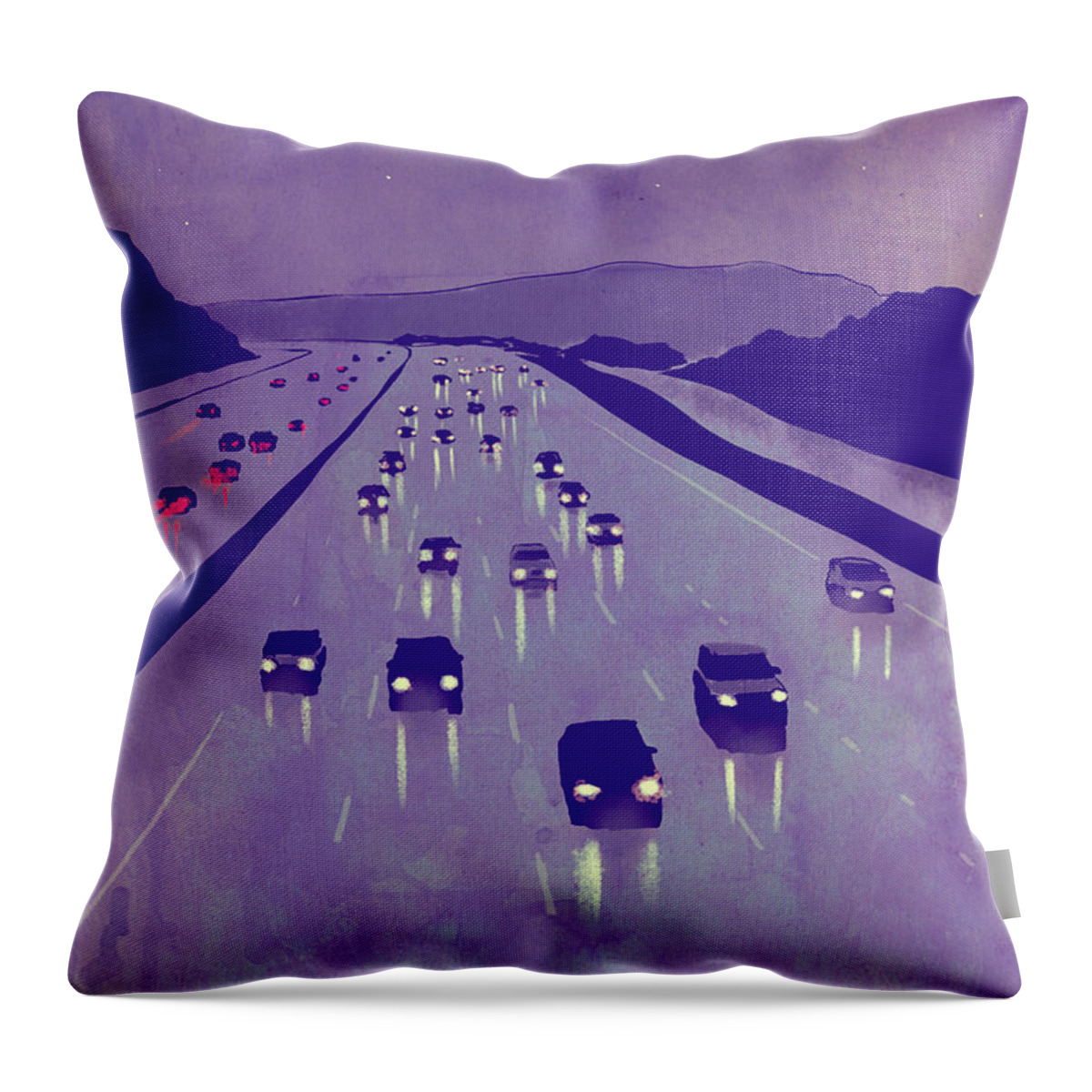 Storyboard Artist Throw Pillow featuring the drawing Nightscape 01 by Giuseppe Cristiano