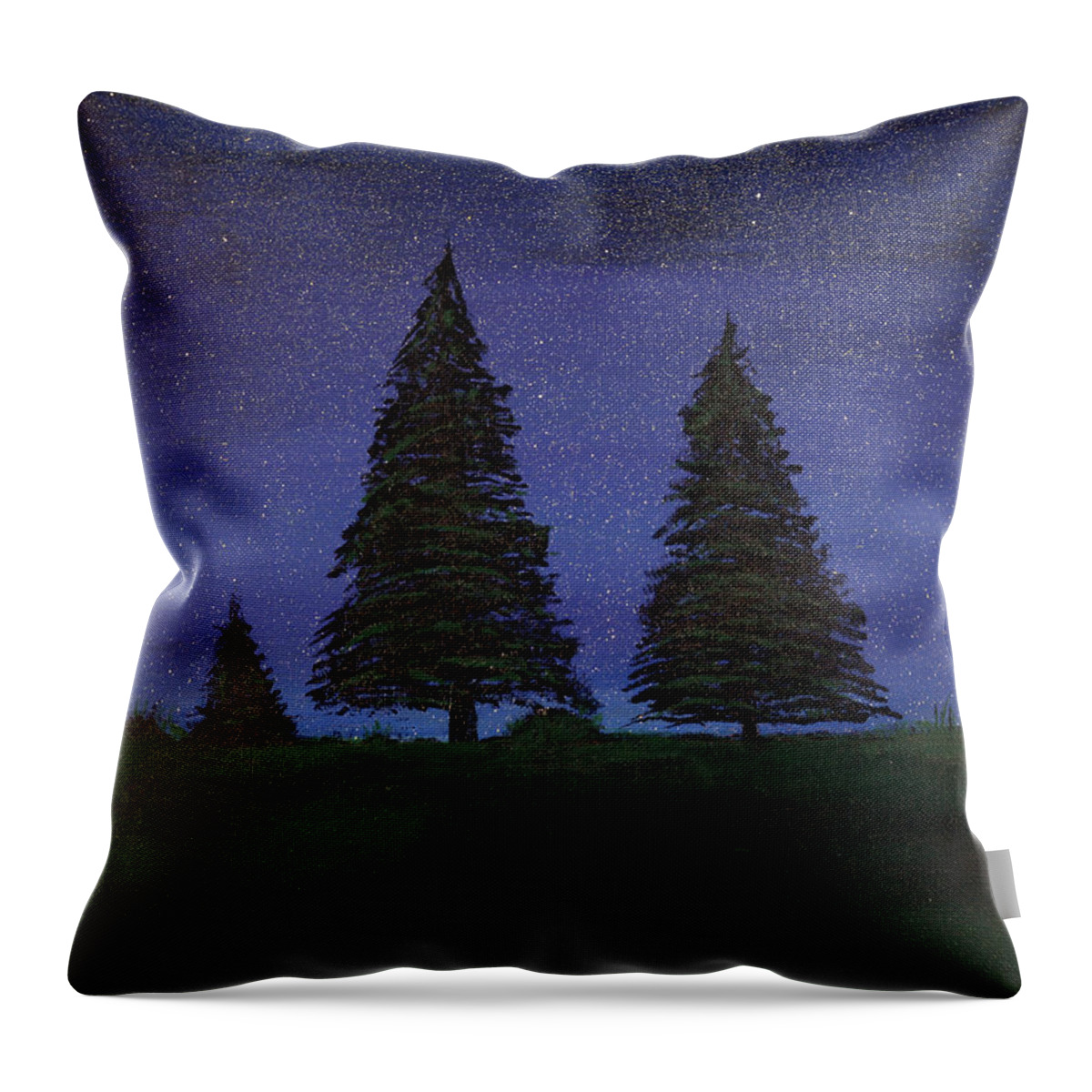 Nighttime Throw Pillow featuring the painting Nighttime by David Stasiak