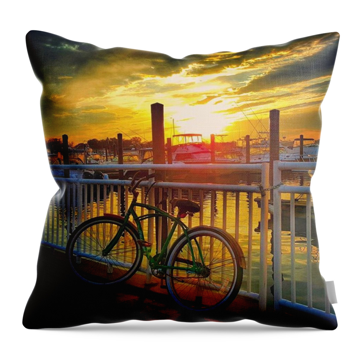Reflection Throw Pillow featuring the photograph Sunset Ride by Lauren Fitzpatrick