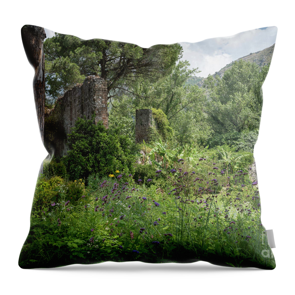 Ninfa Throw Pillow featuring the photograph Ninfa Garden, Rome Italy 4 by Perry Rodriguez