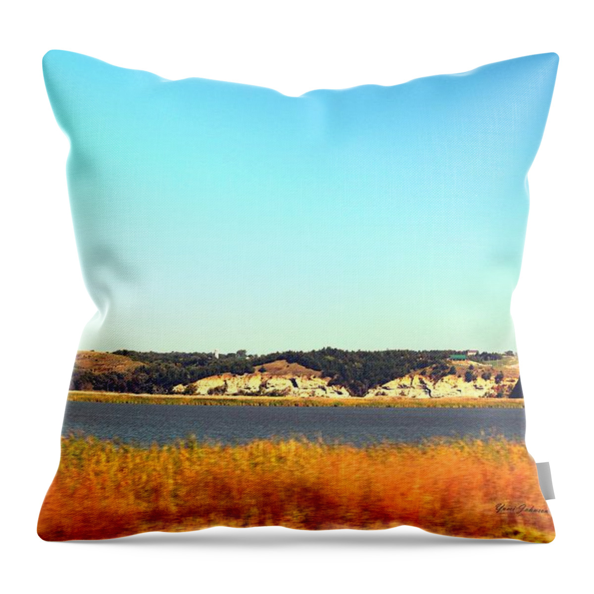 Niobrara Throw Pillow featuring the photograph Niobrara River by Yumi Johnson