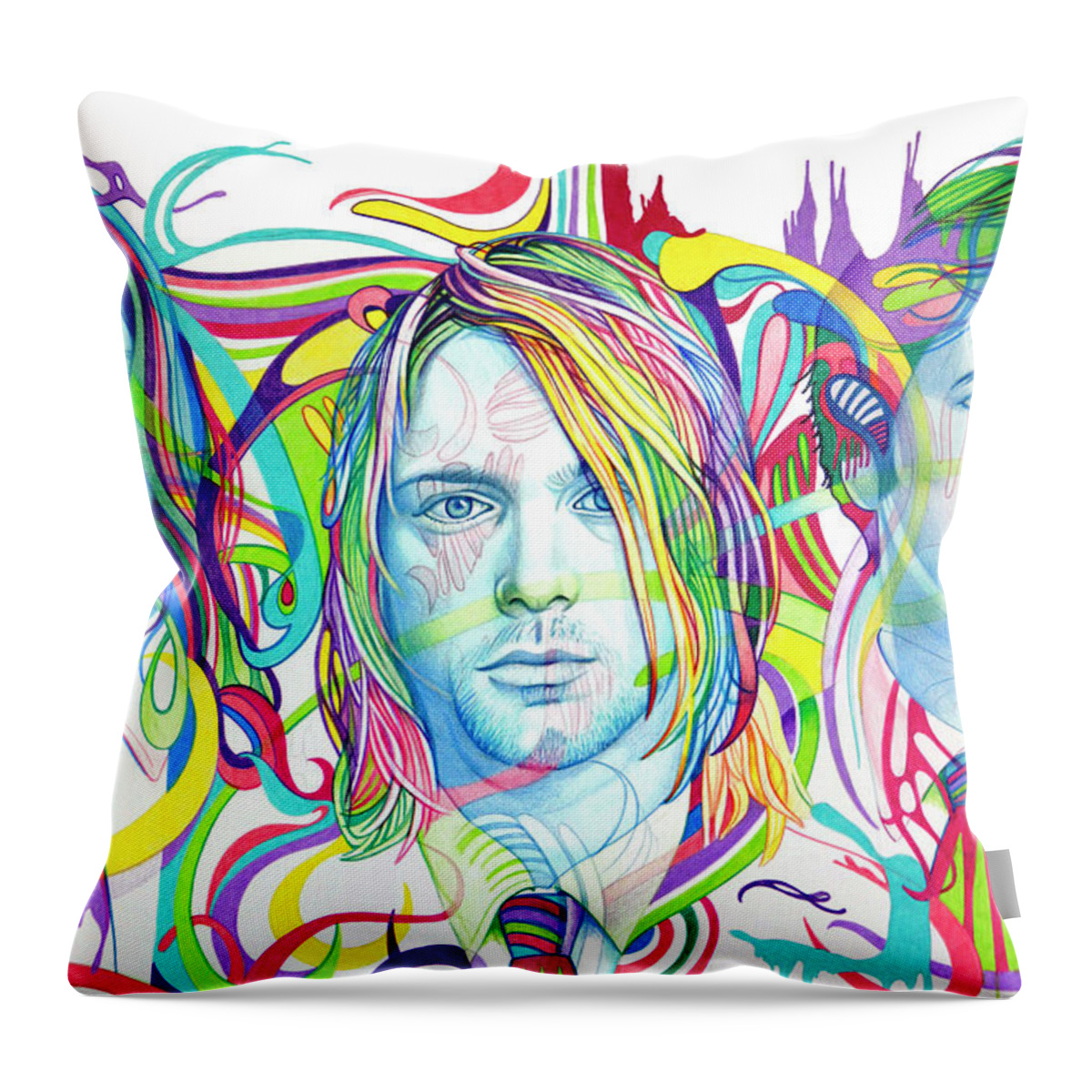 Nirvana Throw Pillow featuring the drawing Nirvana by Joshua Morton
