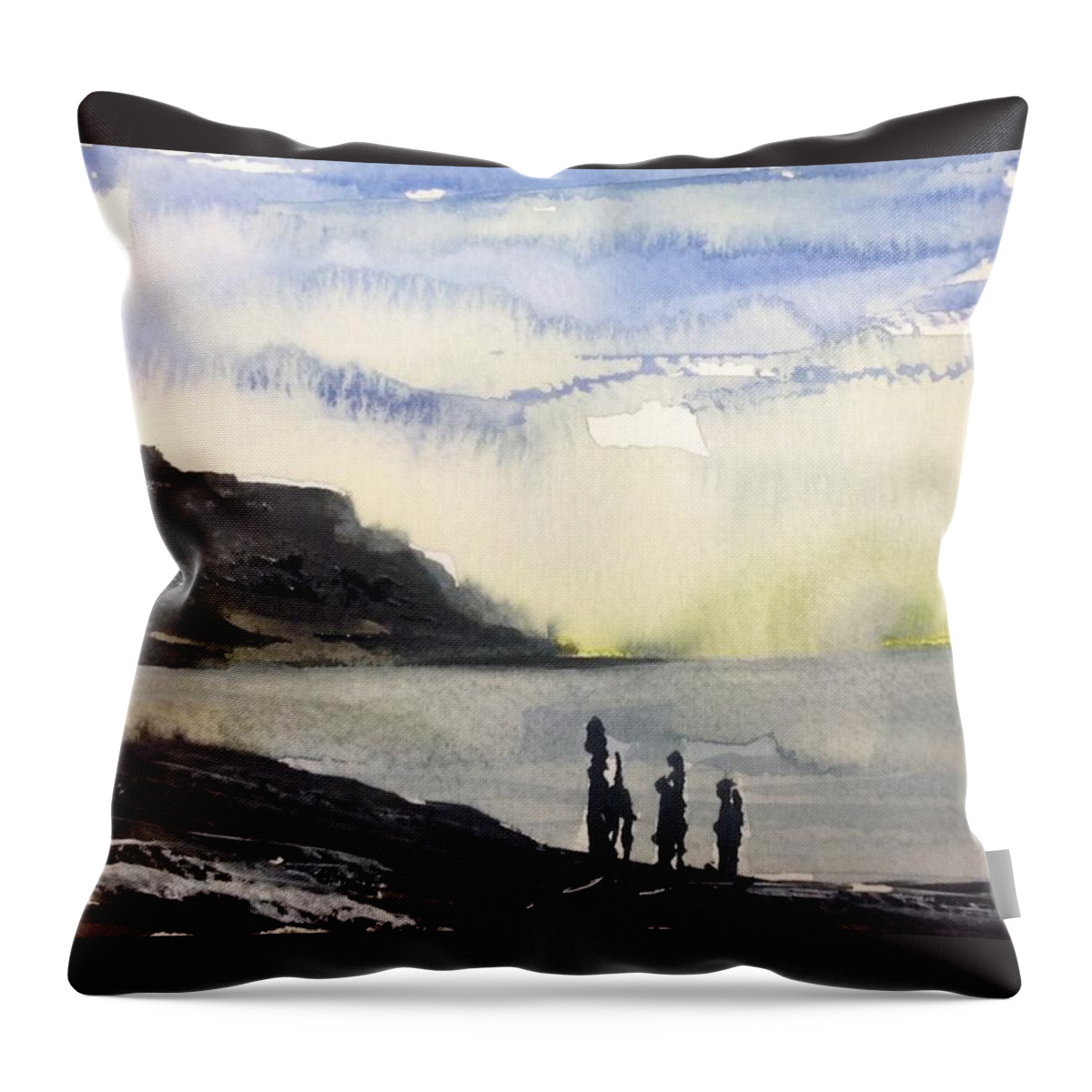 Abstract Landscape Painting Throw Pillow featuring the painting NL by Desmond Raymond