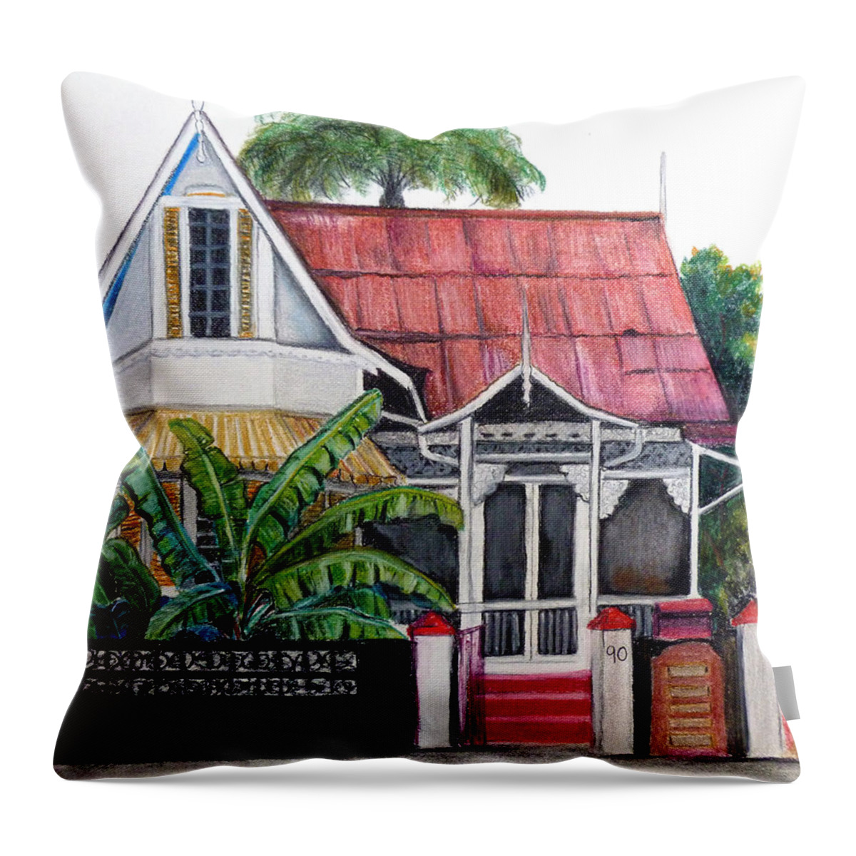 House Throw Pillow featuring the pastel No 90 by Karin Dawn Kelshall- Best