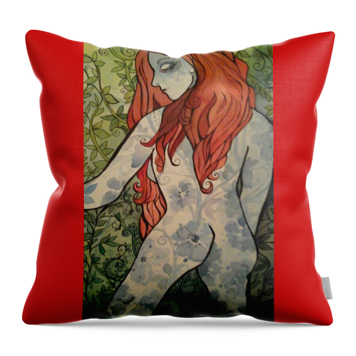 Women Throw Pillow featuring the painting NO by Claudia Cole Meek