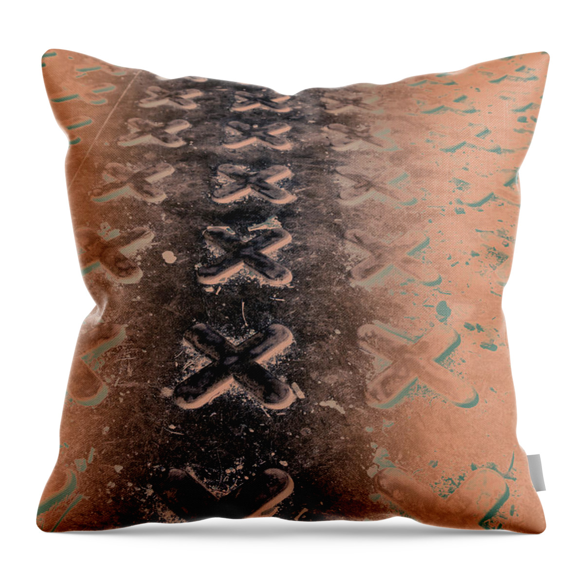 Metal Throw Pillow featuring the photograph No O's - Negative in Copper by Caitlyn Grasso