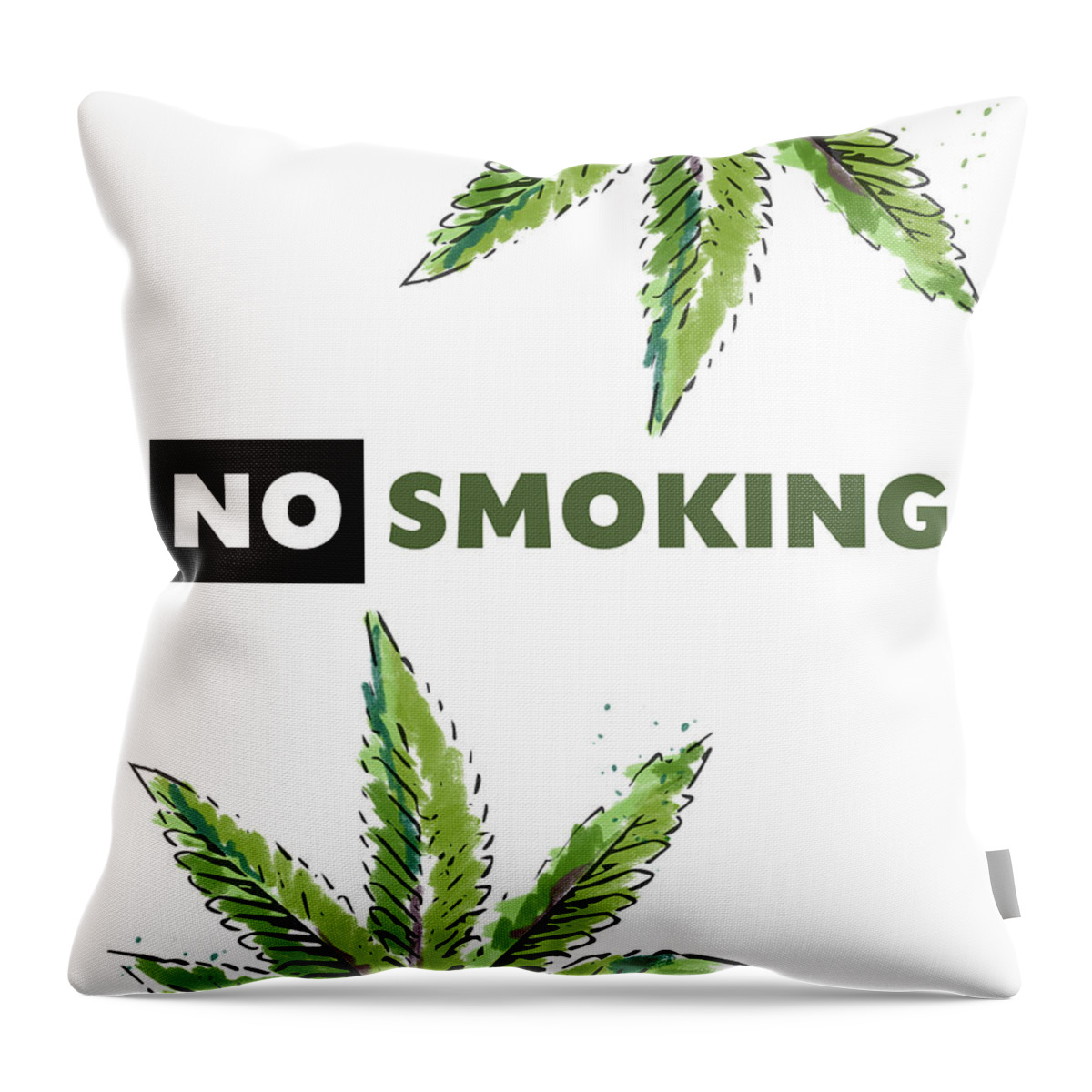 Marijuana Throw Pillow featuring the mixed media No Smoking - Art by Linda Woods by Linda Woods