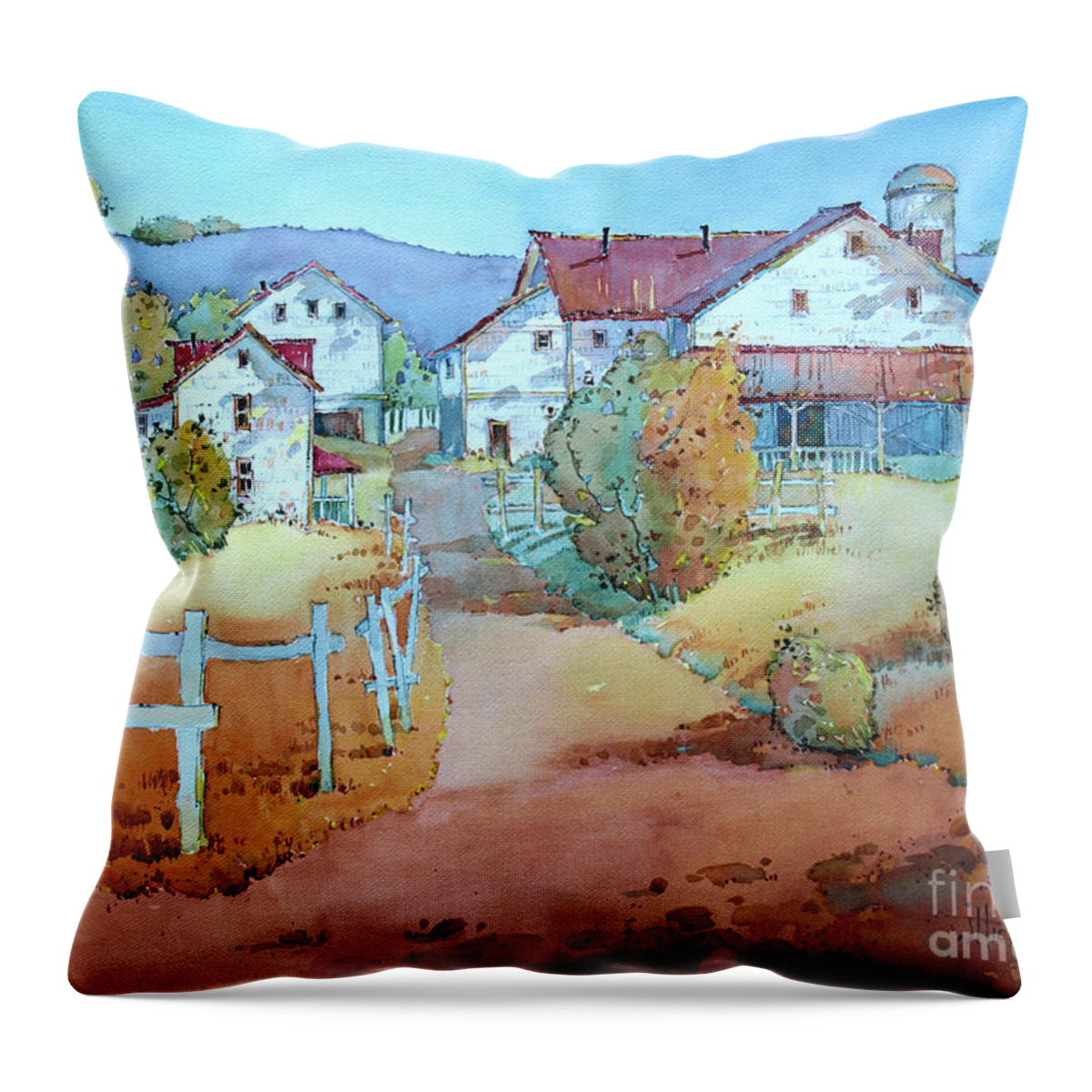 Farm Throw Pillow featuring the painting No Work on Sunday by Joyce Hicks